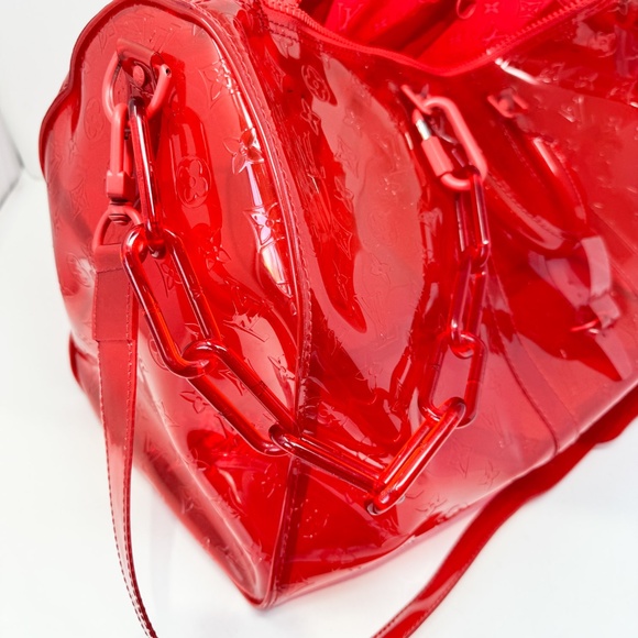 Louis Vuitton x Virgil Abloh Limited Edition Red Monogram PVC Keepall Bandouliér - Picture 10 of 14